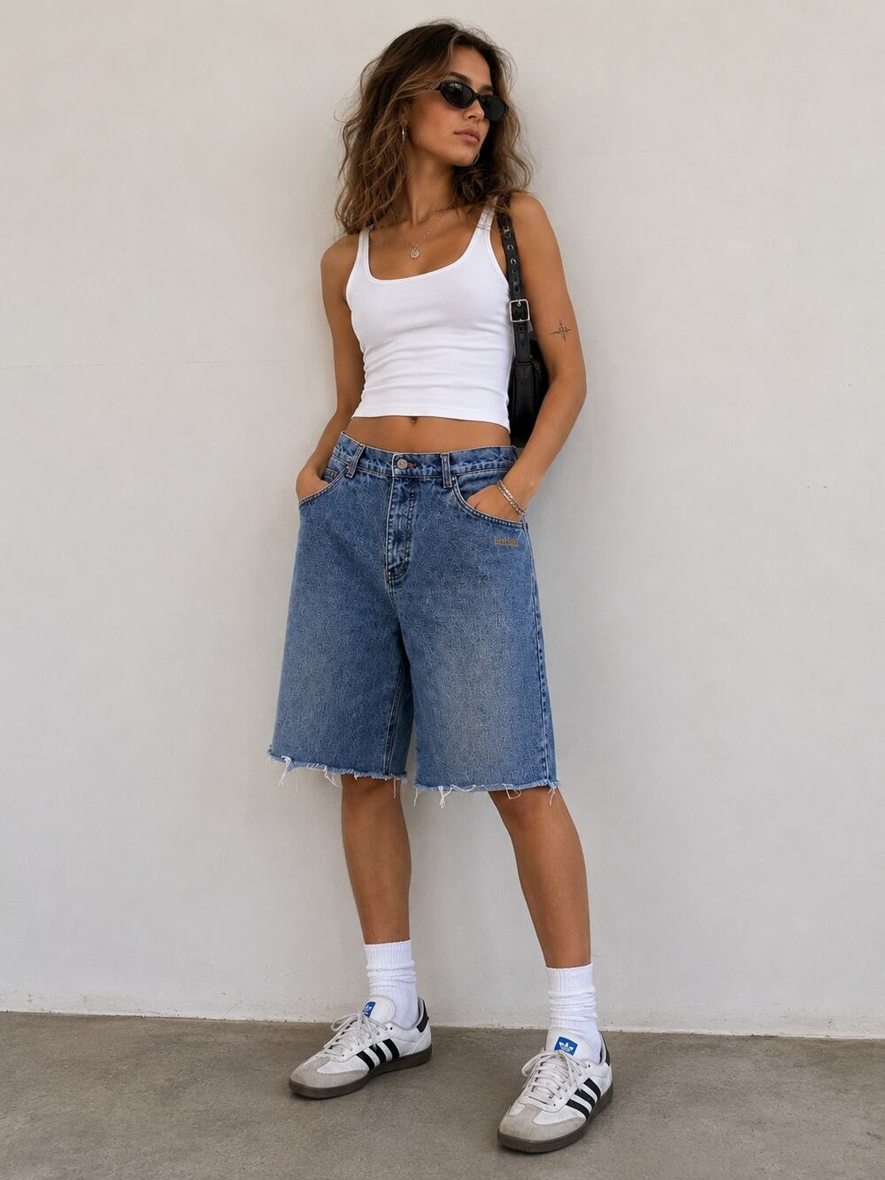 Bill Blass Women’s Denim Jorts 30" Waist Blue Wash Raw Hem Bermuda Shorts